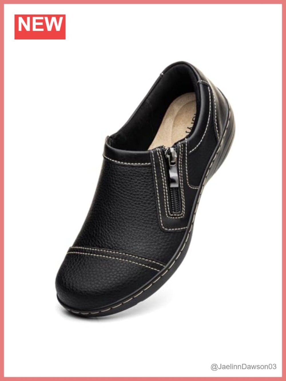 Women's Leather Loafers Slip On Comfortable Walking Flats Work Shoes